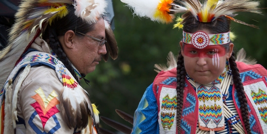 Dad and Son at Six Nations Powwow