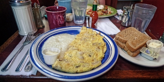 Egg Whites and Grits at Two Boots, Brooklyn, NY