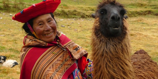 Quechua Woman with her Companion at Tambomachay